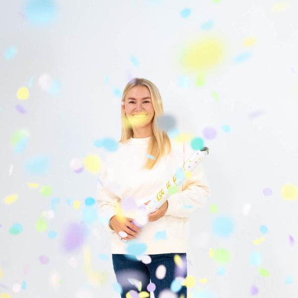 Grote foto confetti cannon multicolor round pastel paper 60 cm verzamelen overige verzamelingen