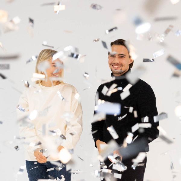 Grote foto confetti cannon silver rectangular foil 40 cm verzamelen overige verzamelingen