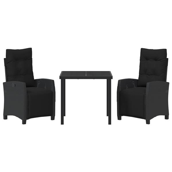 Grote foto vidaxl 3 delige tuinset zwart poly rattan tuin en terras tuinmeubelen