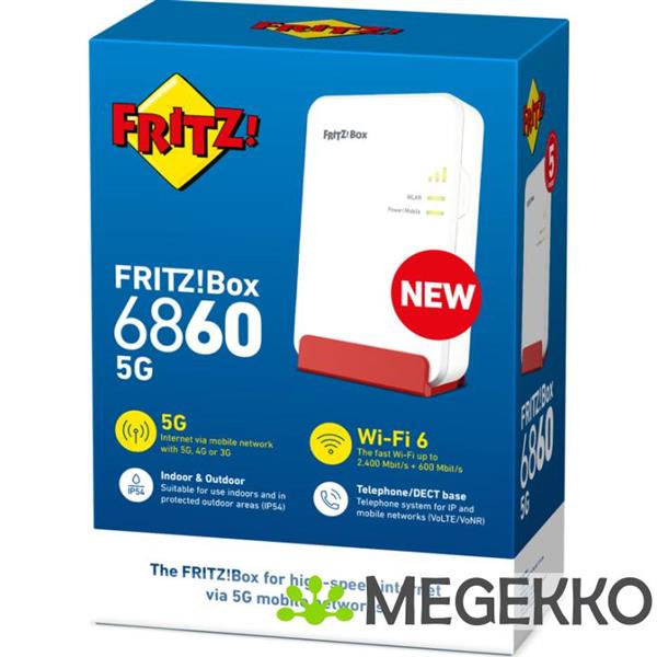 Grote foto avm fritz box 6860 5g edition international draadloze router gigabit ethernet dual band computers en software netwerkkaarten routers en switches