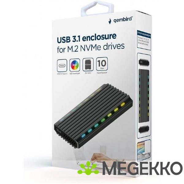 Grote foto gembird ee2280 u3c 03 behuizing voor opslagstations sdd behuizing zwart m.2 computers en software behuizingen en kasten