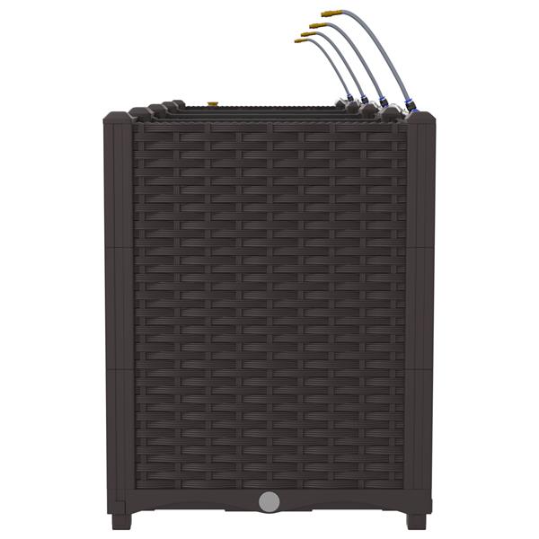 Grote foto vidaxl tuinplanten 1 pc basketweave met opslag bruin 160 x 40 x 52 cm kunststof tuin en terras overige tuin en terras