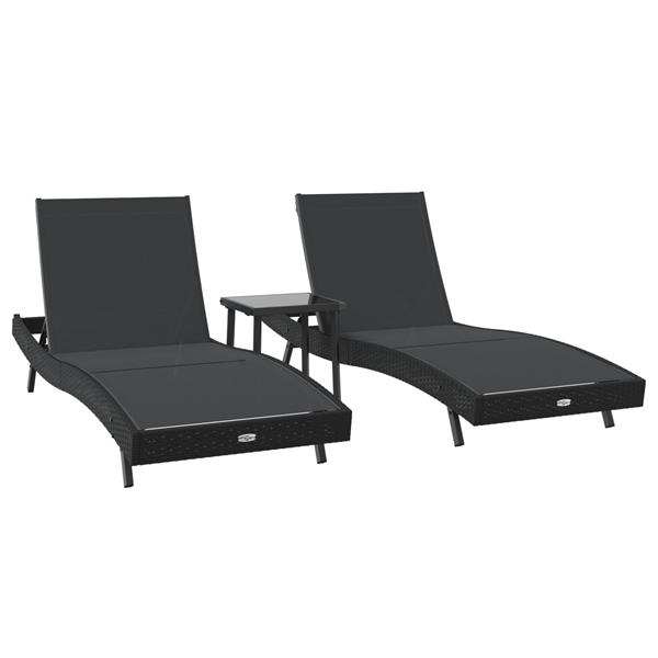 Grote foto vidaxl ligstoelen 3 pcs zwart 40 x 40 x 40.5 cm poly riet tuin en terras tuinmeubelen