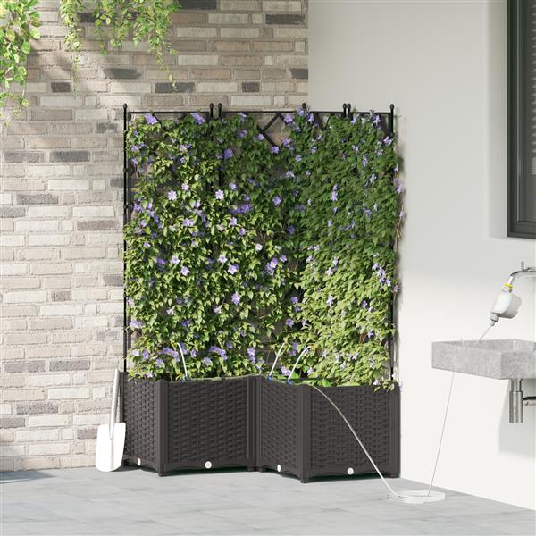 Grote foto vidaxl tuinplanten 1 pc rooster met opslag zwart 80 x 80 x 142 cm kunststof tuin en terras overige tuin en terras