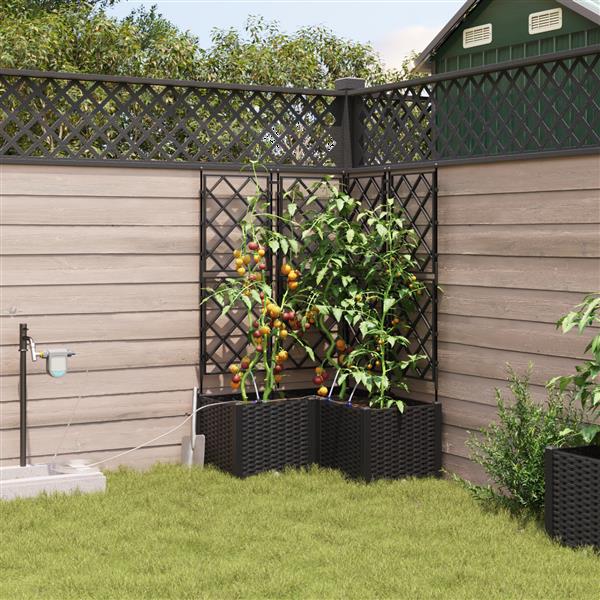 Grote foto vidaxl tuinplanten 1 pc rooster met opslag zwart 80 x 80 x 142 cm kunststof tuin en terras overige tuin en terras