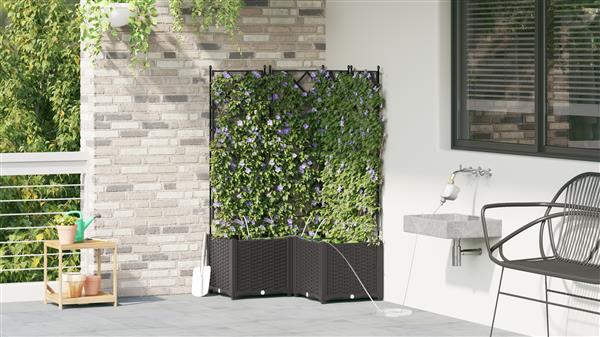Grote foto vidaxl tuinplanten 1 pc rooster met opslag zwart 80 x 80 x 142 cm kunststof tuin en terras overige tuin en terras