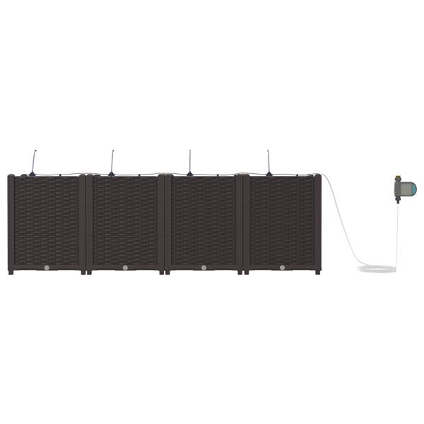 Grote foto vidaxl tuinplanten 1 pc basketweave met opslag bruin 160 x 40 x 52 cm kunststof tuin en terras overige tuin en terras