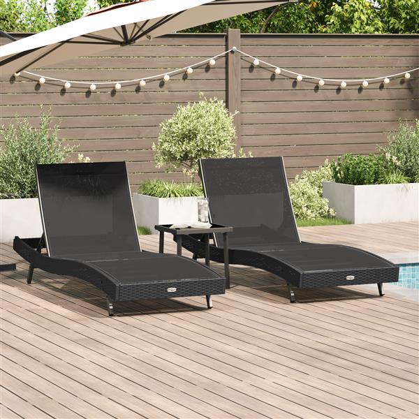 Grote foto vidaxl ligstoelen 3 pcs zwart 40 x 40 x 40.5 cm poly riet tuin en terras tuinmeubelen