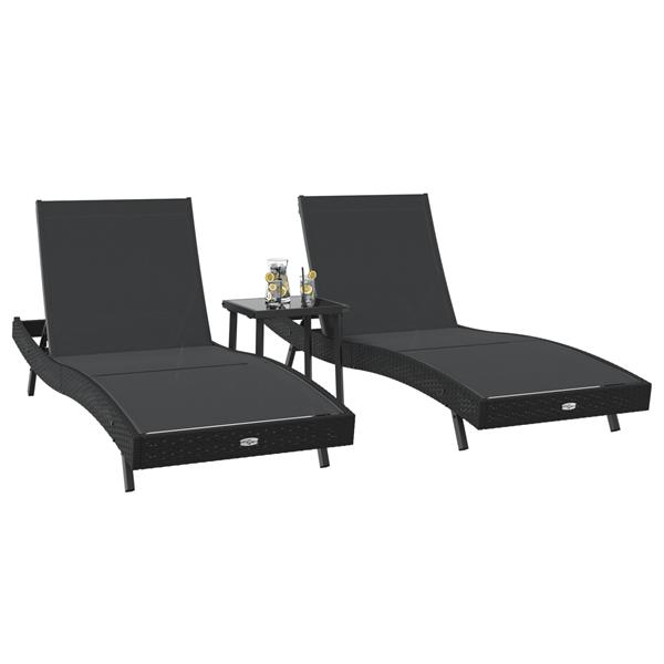 Grote foto vidaxl ligstoelen 3 pcs zwart 40 x 40 x 40.5 cm poly riet tuin en terras tuinmeubelen