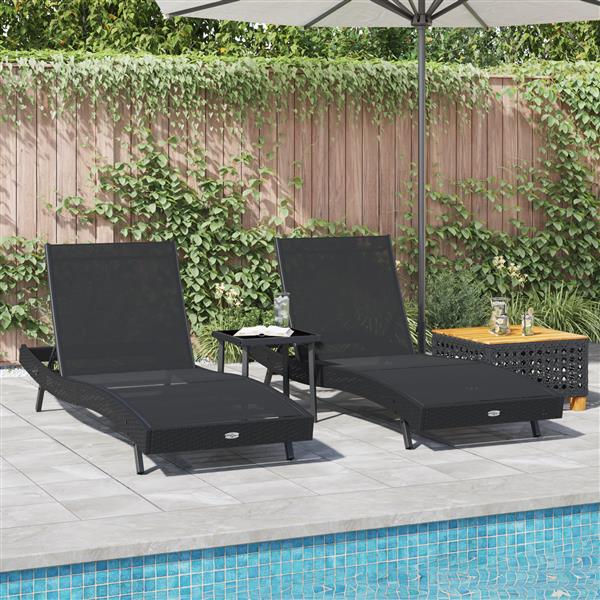 Grote foto vidaxl ligstoelen 3 pcs zwart 40 x 40 x 40.5 cm poly riet tuin en terras tuinmeubelen