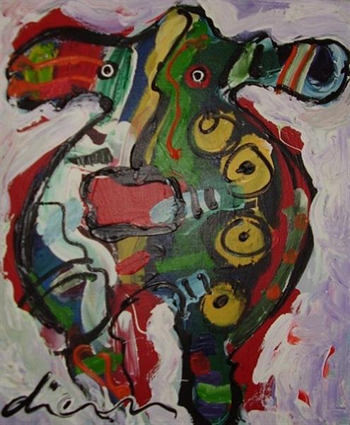 Grote foto peter diem cow with antiek en kunst modern