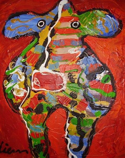 Grote foto peter diem cow red antiek en kunst modern