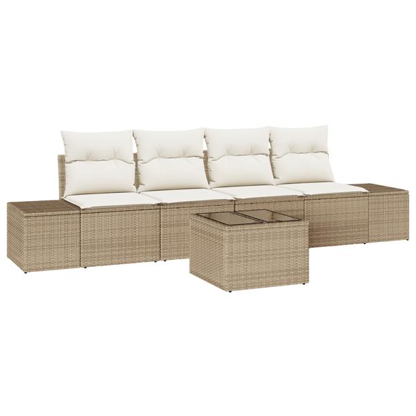Grote foto vidaxl tuin sofa set met kussen 5 pcs beige cr me 55 x 55 x 37 cm tuin en terras tuinmeubelen