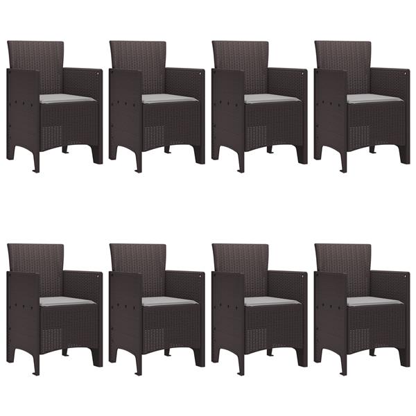 Grote foto vidaxl tuin eetset 9 pcs bruin kunststof rattan tuin en terras tuinmeubelen