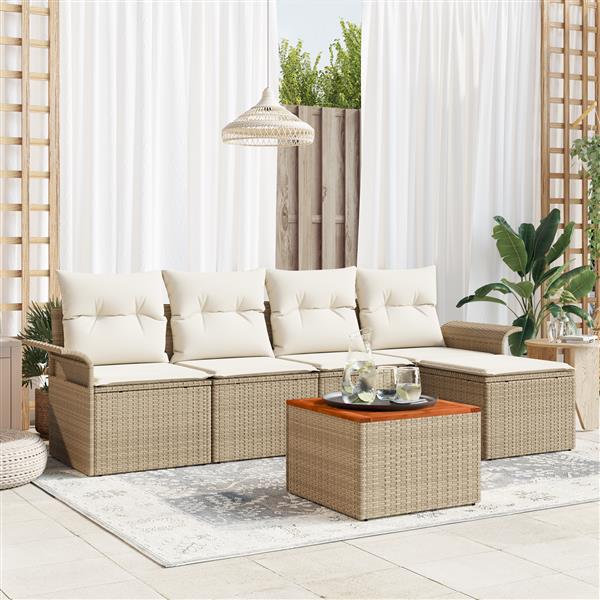 Grote foto vidaxl tuin sofa set met kussen met opslag 6 pcs beige cr me tuin en terras tuinmeubelen