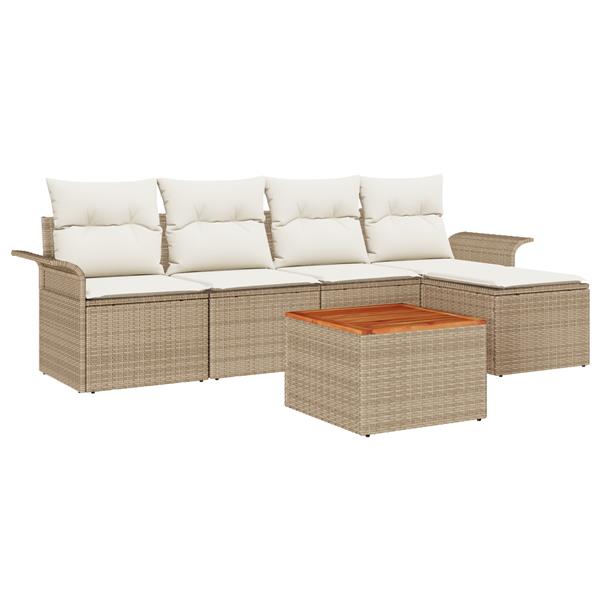 Grote foto vidaxl tuin sofa set met kussen met opslag 6 pcs beige cr me tuin en terras tuinmeubelen