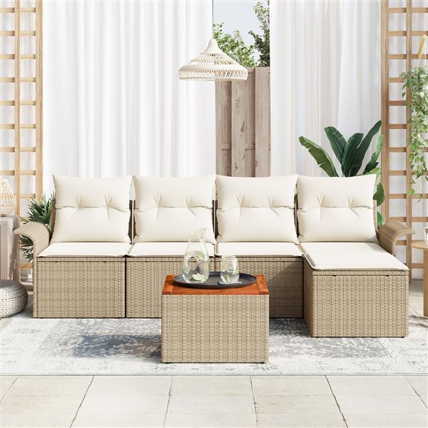 Grote foto vidaxl tuin sofa set met kussen met opslag 6 pcs beige cr me tuin en terras tuinmeubelen