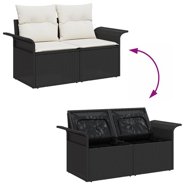 Grote foto vidaxl tuin sofa set met kussen met opslag 6 pcs zwart poly riet tuin en terras tuinmeubelen