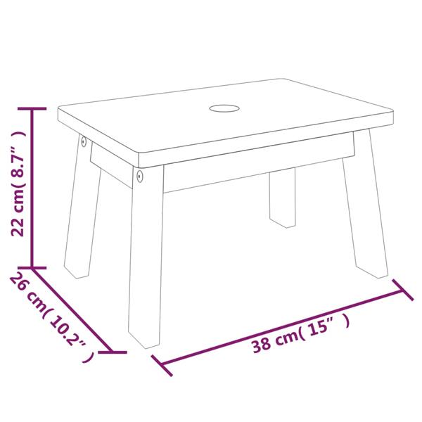 Grote foto vidaxl opstapkruk 38x26x22 cm massief acaciahout huis en inrichting stoelen