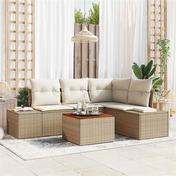 Grote foto vidaxl tuin sofa set 5 pcs beige wit tuin en terras tuinmeubelen