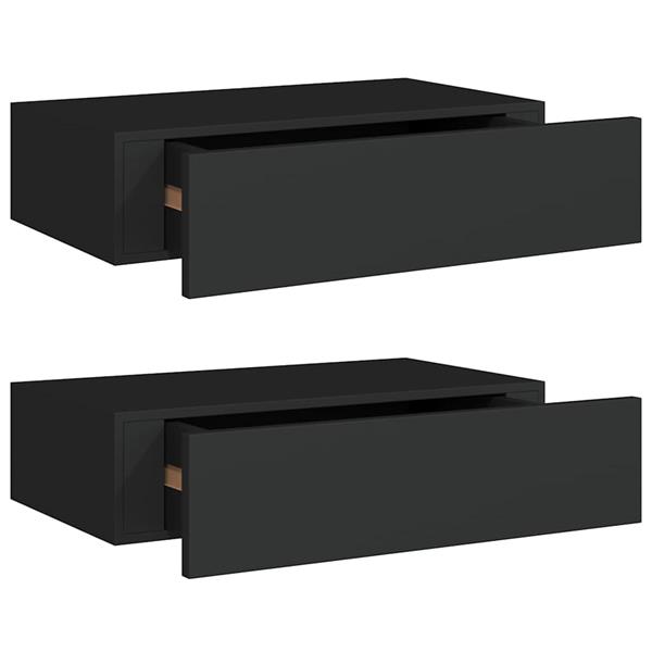 Grote foto vidaxl wandschappen 2 st met lade 40x23 5x10 cm mdf zwart huis en inrichting woningdecoratie