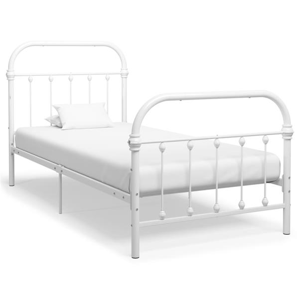 Grote foto vidaxl bedframe metaal wit 90x200 cm antiek en kunst stoelen en banken