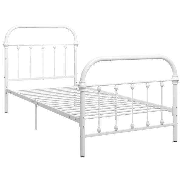 Grote foto vidaxl bedframe metaal wit 90x200 cm antiek en kunst stoelen en banken