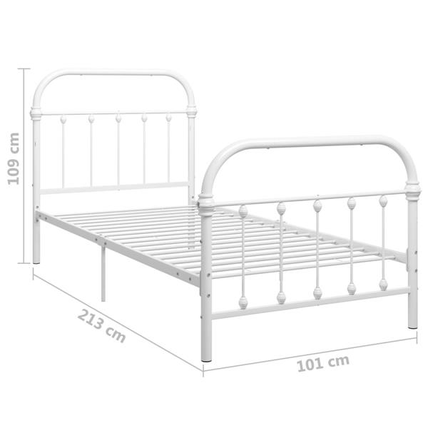 Grote foto vidaxl bedframe metaal wit 90x200 cm antiek en kunst stoelen en banken