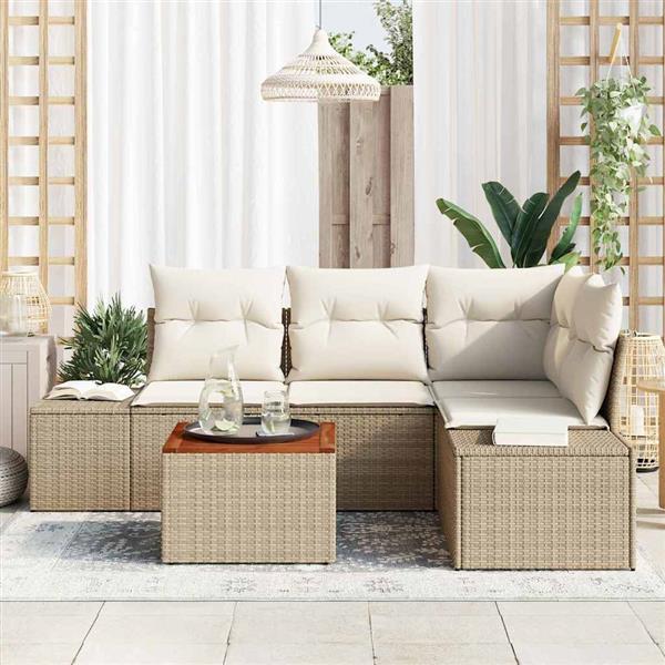 Grote foto vidaxl tuin sofa set 5 pcs beige wit tuin en terras tuinmeubelen