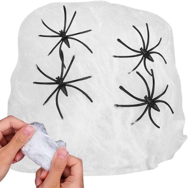 Grote foto spinnenweb wit met 4 spinnetjes halloween decoratie verzamelen overige verzamelingen