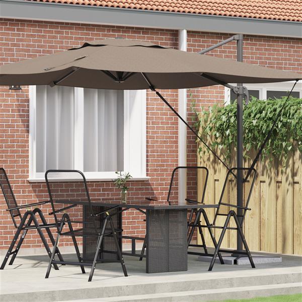 Grote foto vidaxl roma parasol taupe 286 x 285 x 265 cm polyester aluminium tuin en terras overige tuin en terras