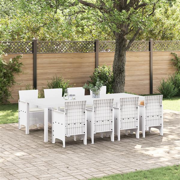 Grote foto vidaxl tuin eetset 9 pcs lichtgrijs polt riet tuin en terras tuinmeubelen