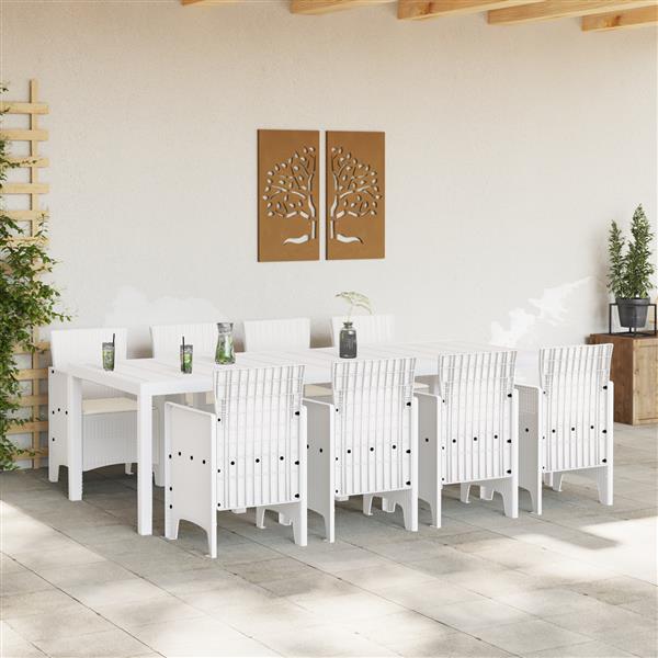 Grote foto vidaxl tuin eetset 9 pcs lichtgrijs polt riet tuin en terras tuinmeubelen