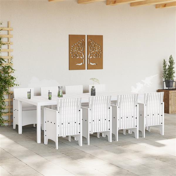 Grote foto vidaxl tuin eetset 9 pcs lichtgrijs polt riet tuin en terras tuinmeubelen