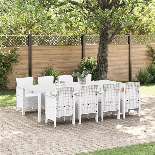 Grote foto vidaxl tuin eetset 9 pcs lichtgrijs polt riet tuin en terras tuinmeubelen