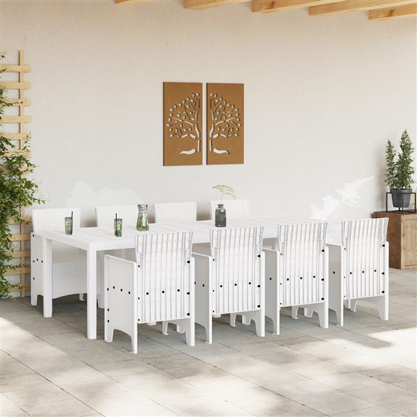 Grote foto vidaxl tuin eetset 9 pcs lichtgrijs polt riet tuin en terras tuinmeubelen