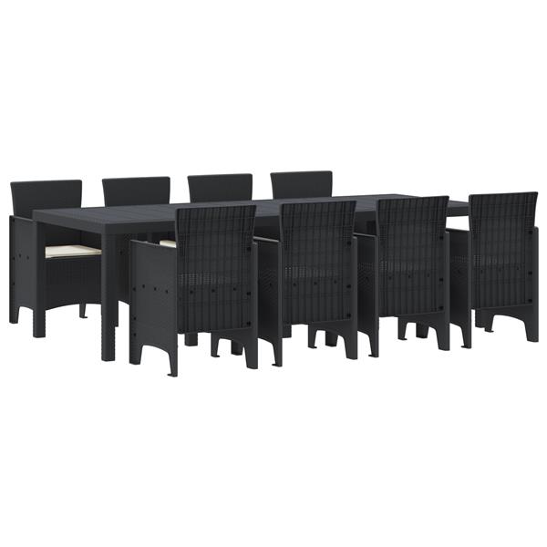 Grote foto vidaxl tuin eetset 9 pcs antraciet polt riet tuin en terras tuinmeubelen