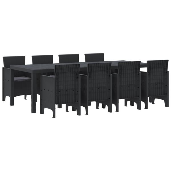 Grote foto vidaxl tuin eetset 9 pcs antraciet polt riet tuin en terras tuinmeubelen