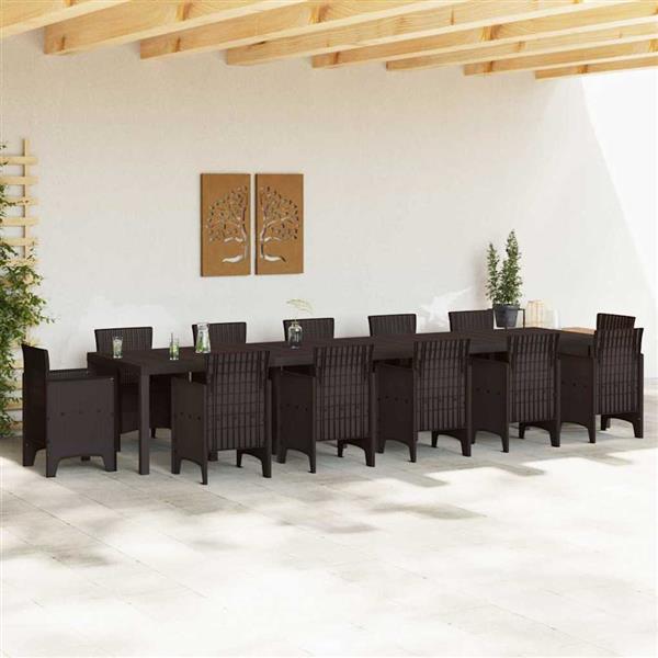Grote foto vidaxl tuinstafel bruin 400 x 100 x 73 cm poly rattan tuin en terras tuinmeubelen