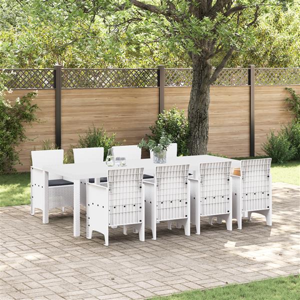Grote foto vidaxl tuin eetset 9 pcs lichtgrijs polt riet tuin en terras tuinmeubelen