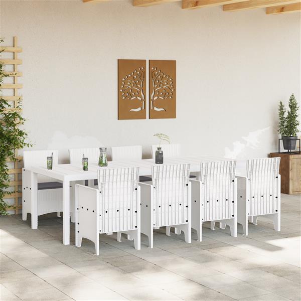 Grote foto vidaxl tuin eetset 9 pcs lichtgrijs polt riet tuin en terras tuinmeubelen