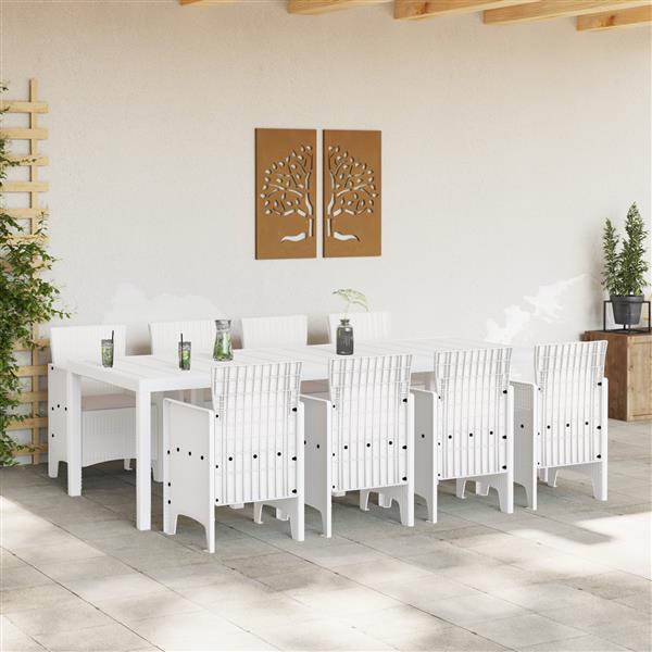 Grote foto vidaxl tuin eetset 9 pcs lichtgrijs polt riet tuin en terras tuinmeubelen