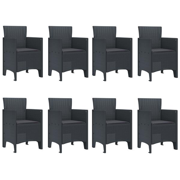 Grote foto vidaxl tuin eetset 9 pcs antraciet polt riet tuin en terras tuinmeubelen