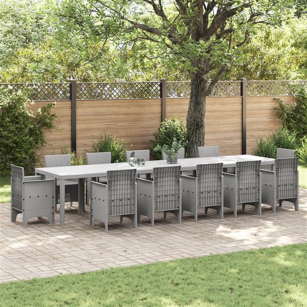 Grote foto vidaxl tuinstafel lichtgrijs 400 x 100 x 73 cm poly rattan tuin en terras tuinmeubelen