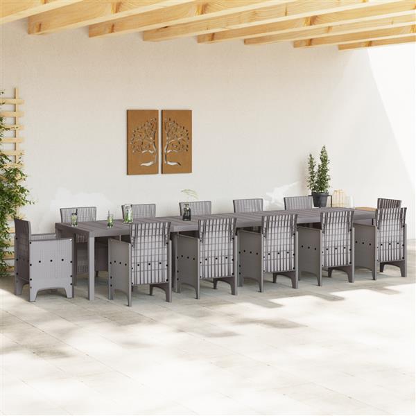 Grote foto vidaxl tuinstafel lichtgrijs 400 x 100 x 73 cm poly rattan tuin en terras tuinmeubelen