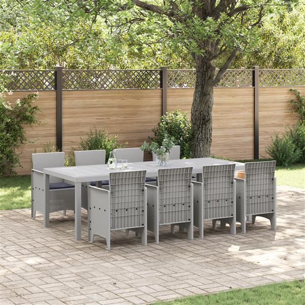 Grote foto vidaxl tuin eetset 9 pcs wit polt riet tuin en terras tuinmeubelen