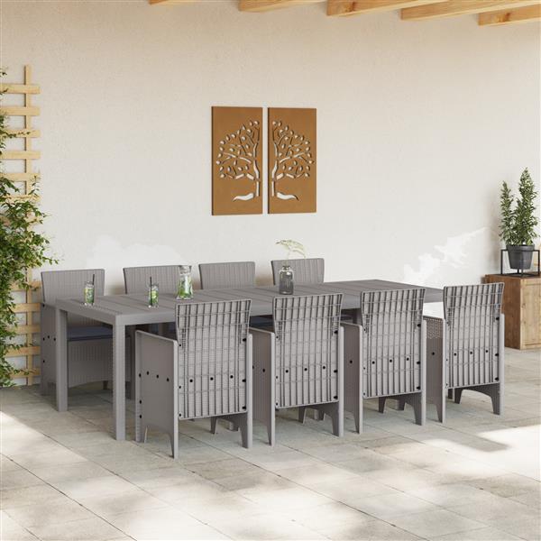 Grote foto vidaxl tuin eetset 9 pcs wit polt riet tuin en terras tuinmeubelen