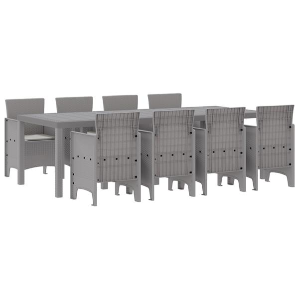 Grote foto vidaxl tuin eetset 9 pcs wit polt riet tuin en terras tuinmeubelen