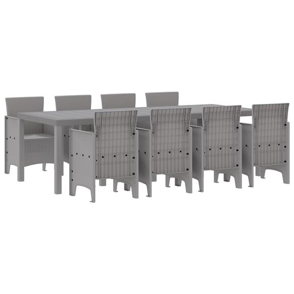 Grote foto vidaxl tuin eetset 9 pcs wit polt riet tuin en terras tuinmeubelen
