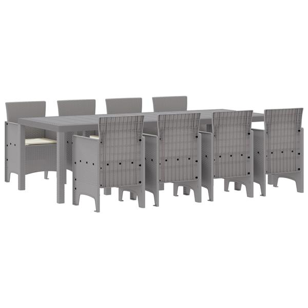 Grote foto vidaxl tuin eetset 9 pcs wit polt riet tuin en terras tuinmeubelen